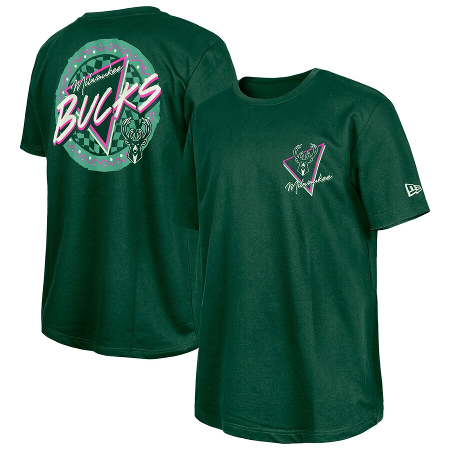 Men's Milwaukee Bucks  New Era Hunter Green Glow-in-the-Dark T-Shirt - U-jersey
