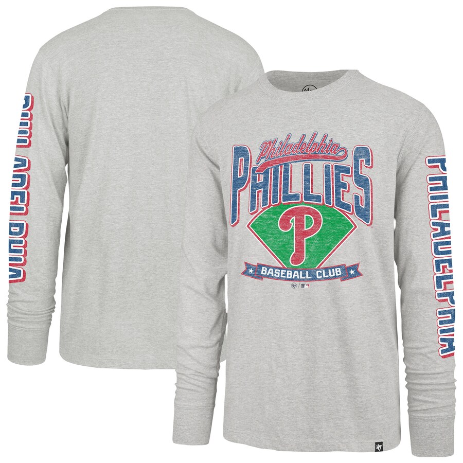 Men's Philadelphia Phillies '47 Gray Fair Ball Franklin Long Sleeve T-Shirt - U-jersey