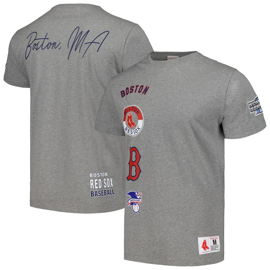 Men's Boston Red Sox Mitchell & Ness Heather Gray Cooperstown Collection City Collection T-Shirt - U-jersey
