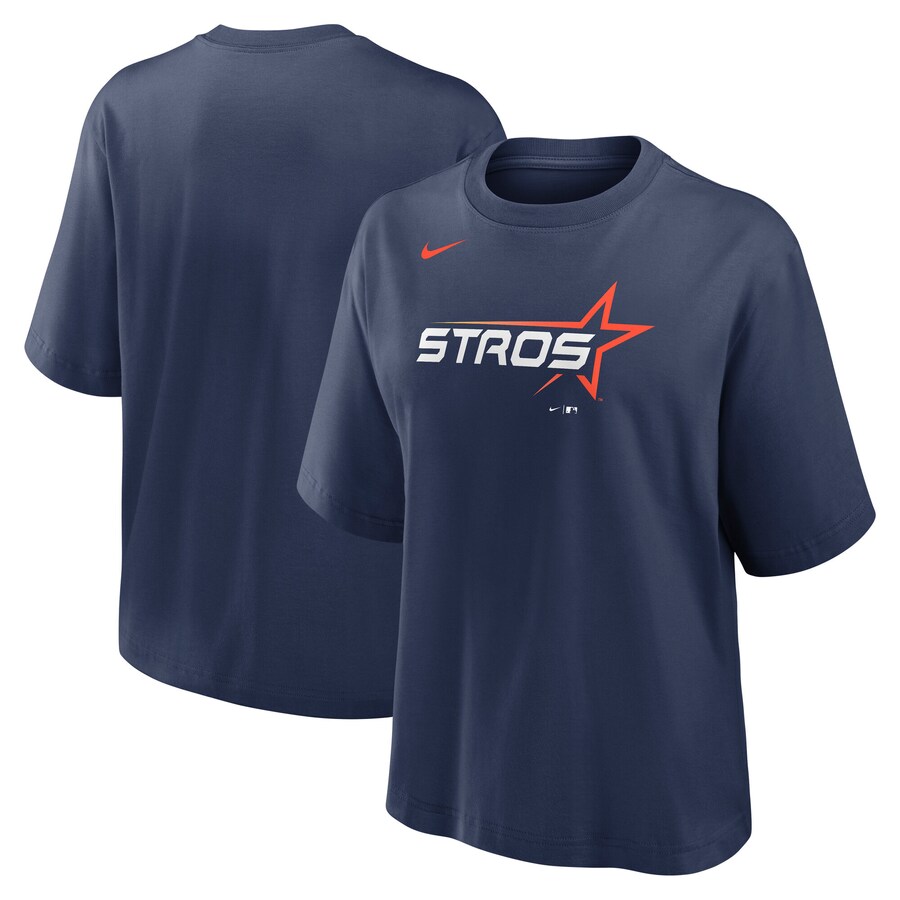 Women's Houston Astros Nike Navy 2025 City Connect Logo Boxy T-Shirt - U-jersey