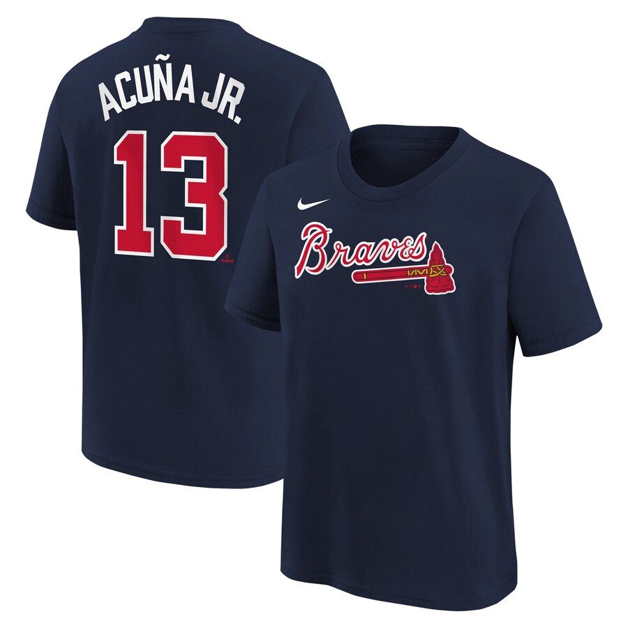 Youth Atlanta Braves Ronald Acuña Jr. Nike Navy Home Player Name & Number T-Shirt - U-jersey