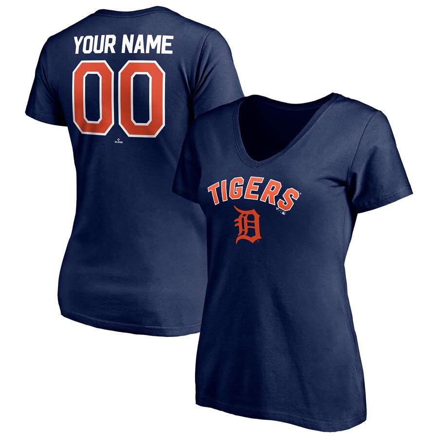 Women's Detroit Tigers Navy Personalized Winning Streak Name & Number V-Neck T-Shirt - U-jersey