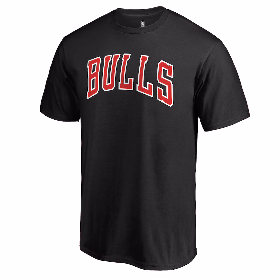 Men's Chicago Bulls Black Primary Wordmark T-Shirt - U-jersey
