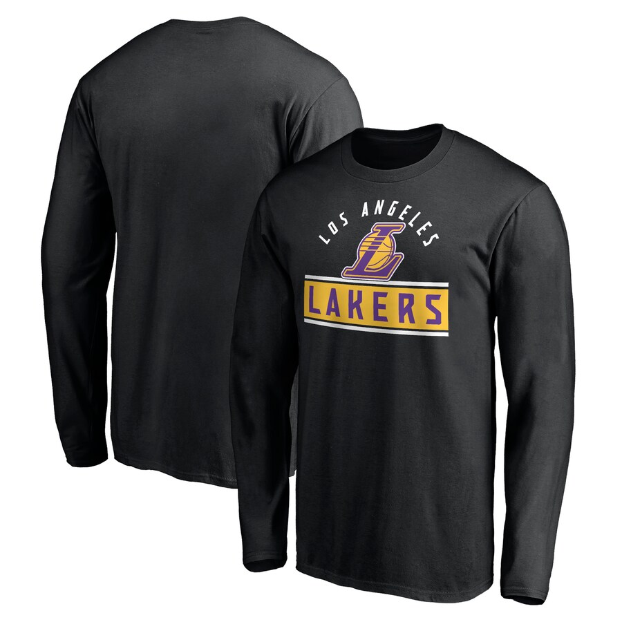 Men's Los Angeles Lakers Black Team Arch Knockout Long Sleeve T-Shirt - U-jersey
