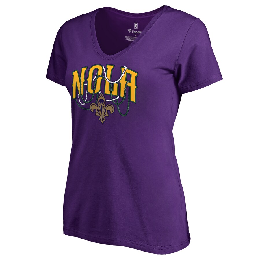 Women's New Orleans Pelicans Purple NOLA Beads Hometown Collection T-Shirt - U-jersey