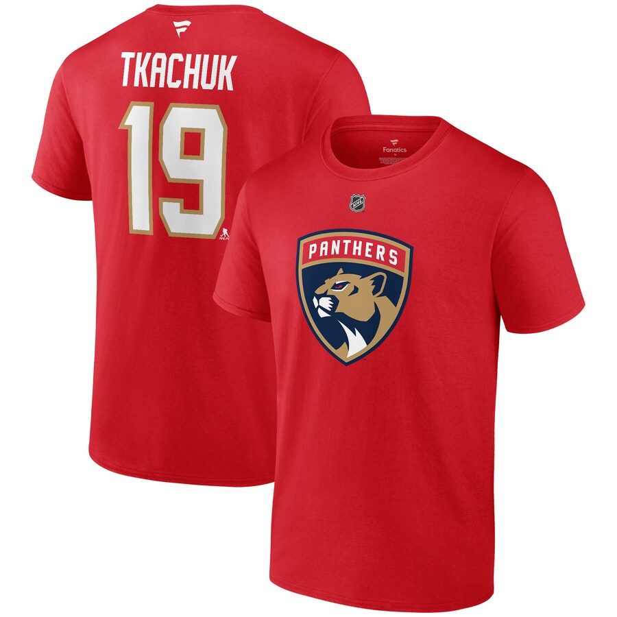 Men's Florida Panthers Matthew Tkachuk Fanatics Red Authentic Stack Name & Number T-Shirt - U-jersey