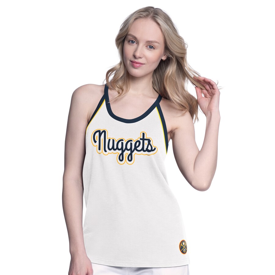 Women's Denver Nuggets G-III 4Her by Carl Banks White Curveball Racerback Tank Top - U-jersey