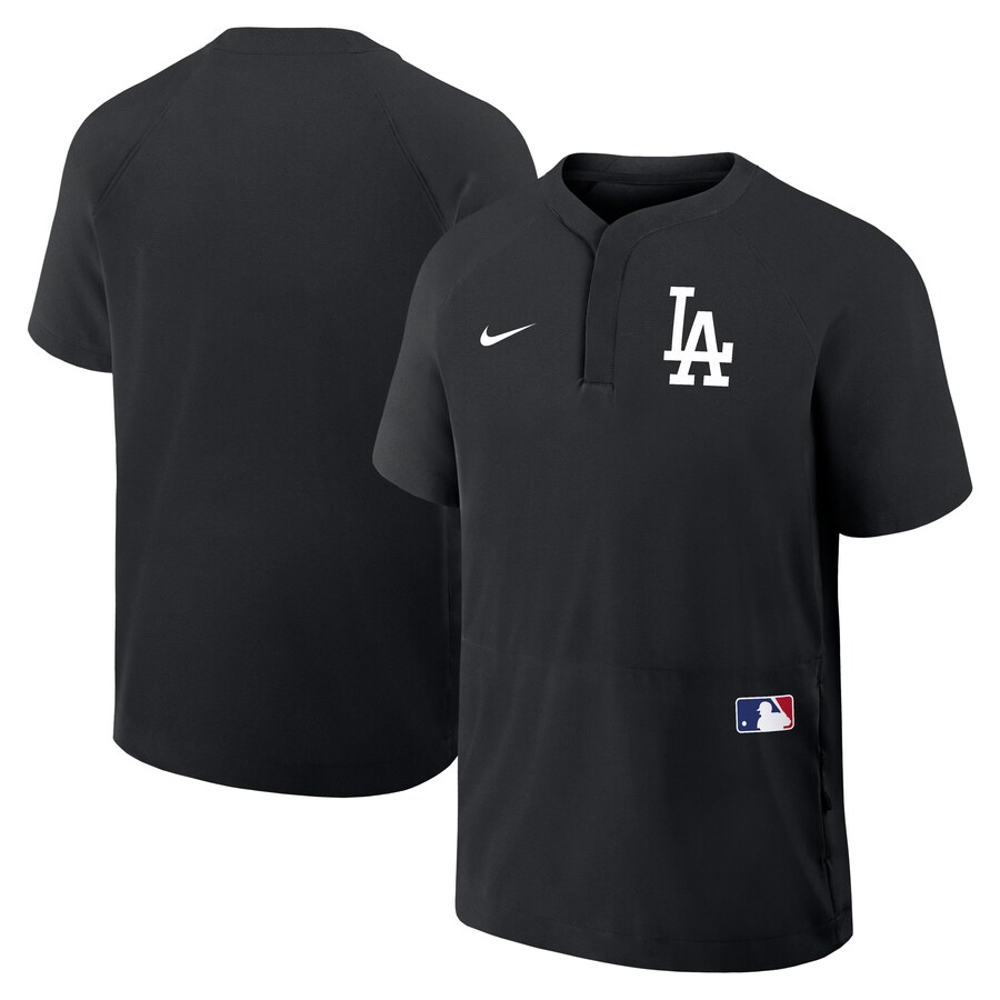 Men's Los Angeles Dodgers Nike Black Authentic Collection Raglan Short Sleeve Windshirt - U-jersey