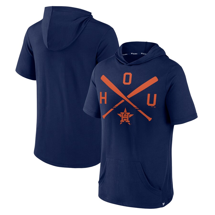 Men's Houston Astros Fanatics Navy Iconic Rebel Short Sleeve Hooded Top - U-jersey