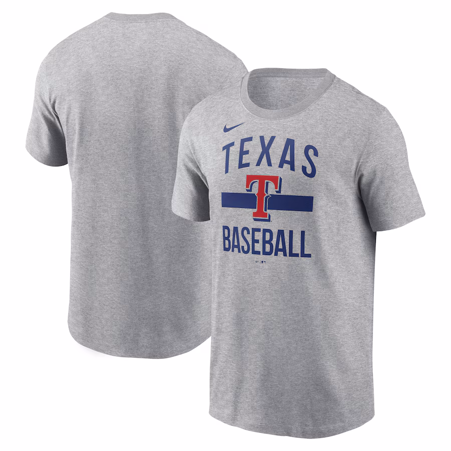 Men's Texas Rangers Nike Heather Gray Arched T-Shirt - U-jersey