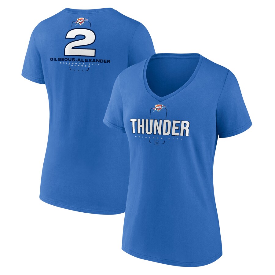 Women's Oklahoma City Thunder Shai Gilgeous-Alexander Blue Behind The Back Name & Number V-Neck T-Shirt - U-jersey