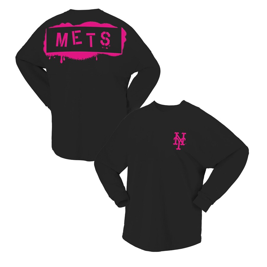 Women's New York Mets Fanatics Black Neon Jersey Long Sleeve T-Shirt - U-jersey