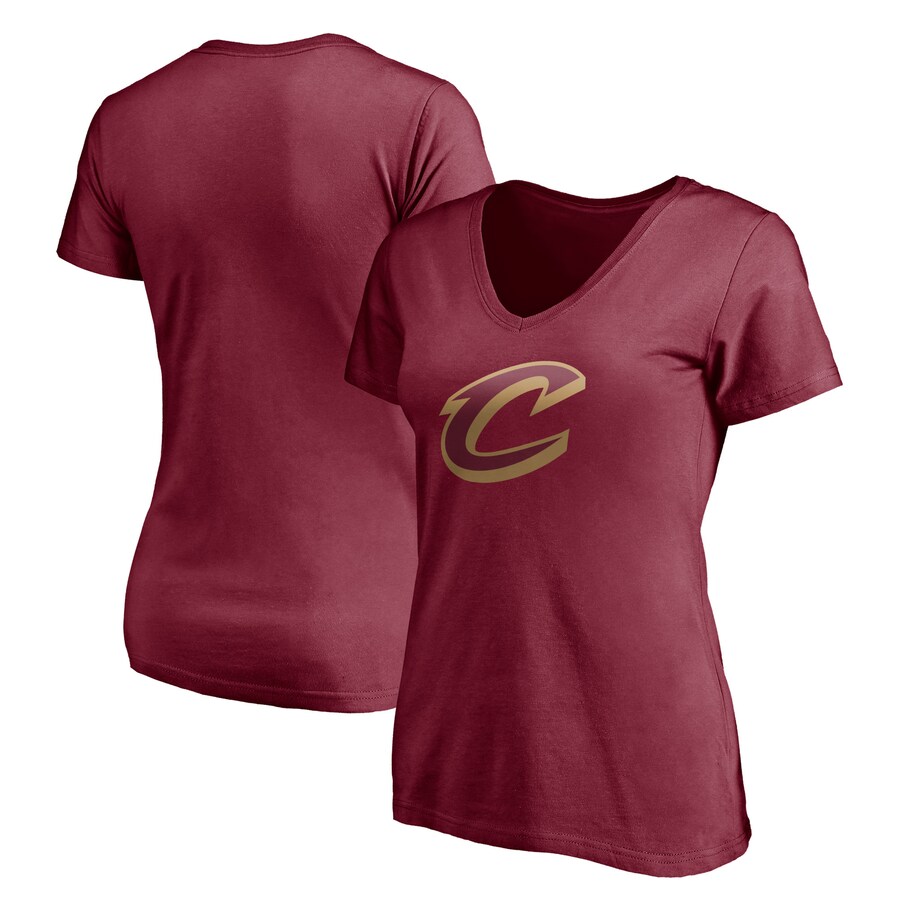 Women's Cleveland Cavaliers Garnet Logo V-Neck T-Shirt - U-jersey