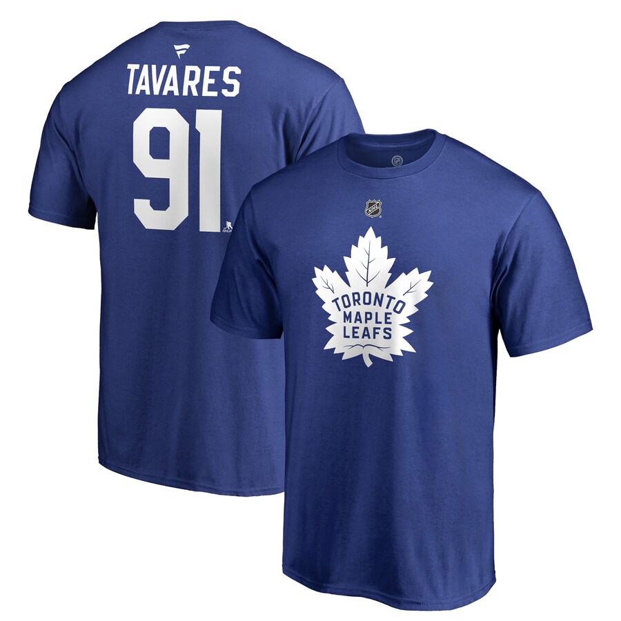 Men's Toronto Maple Leafs John Tavares Fanatics Royal Authentic Stack Name & Number T-Shirt - U-jersey