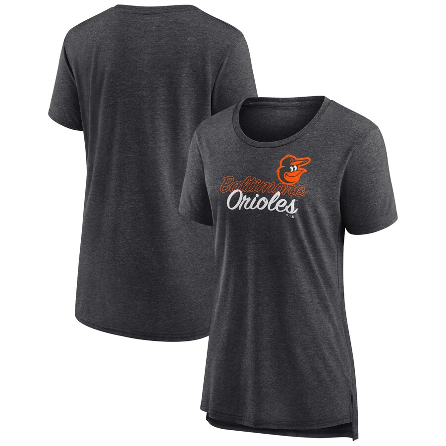 Women's Baltimore Orioles Gray Practice Time Tri-Blend T-Shirt - U-jersey