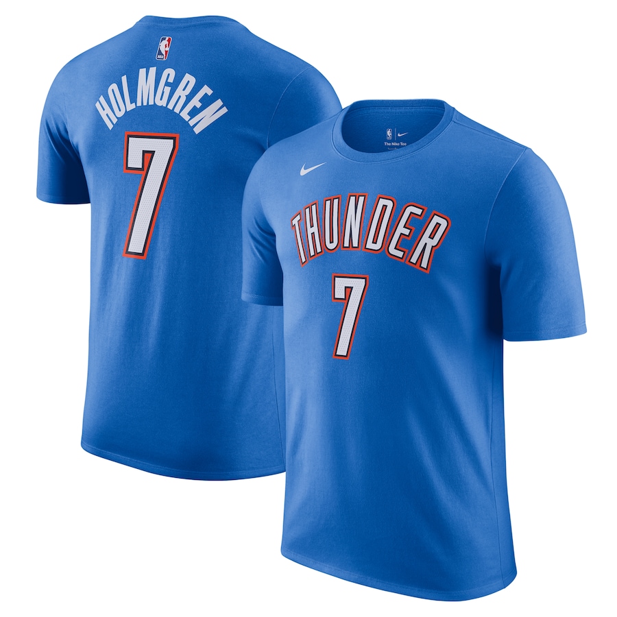 Men's Oklahoma City Thunder Chet Holmgren Nike Blue Icon Edition Name & Number T-Shirt - U-jersey