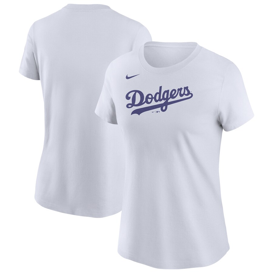 Women's Los Angeles Dodgers Nike White Wordmark T-Shirt - U-jersey
