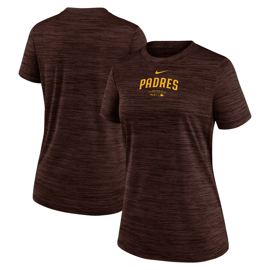 Women's San Diego Padres Nike Brown Authentic Collection Velocity Performance T-Shirt - U-jersey
