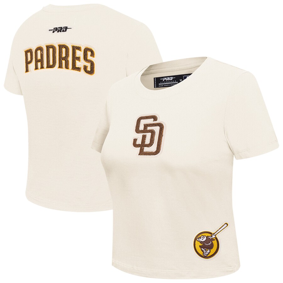 Women's San Diego Padres Pro Standard Cream Game Day Classics Baby Doll Cropped T-Shirt - U-jersey