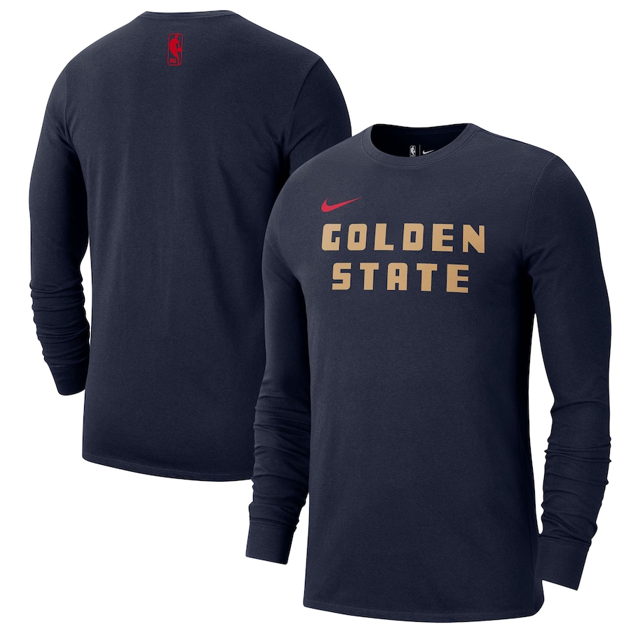 Men's Golden State Warriors Nike Navy 2024/25 City Edition Essential Logo Long Sleeve T-Shirt - U-jersey