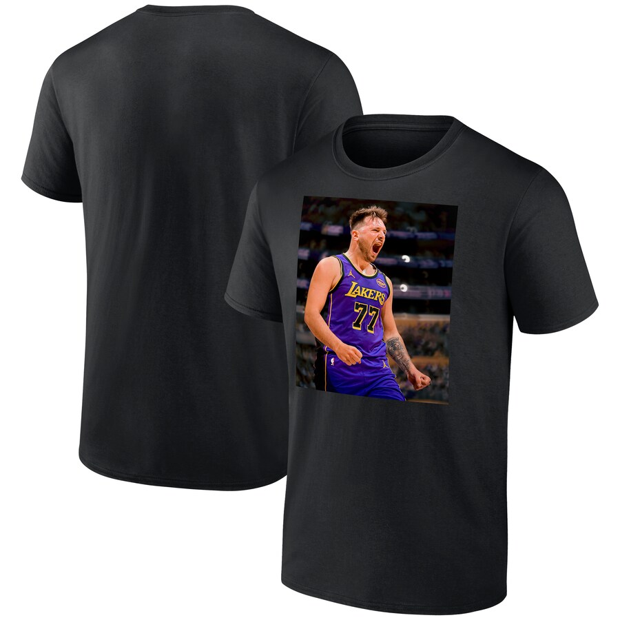 Men's Los Angeles Lakers Luka Dončić Black Game Frames T-Shirt - U-jersey