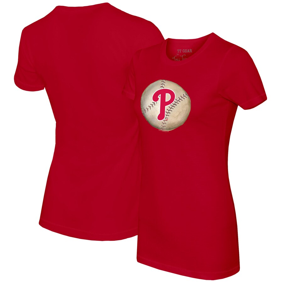Women's Philadelphia Phillies Tiny Turnip Red Stitched Baseball T-Shirt - U-jersey