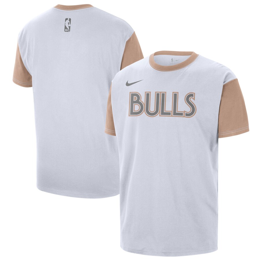 Men's Chicago Bulls Nike White 2024/25 City Edition Courtside Color Block T-Shirt - U-jersey