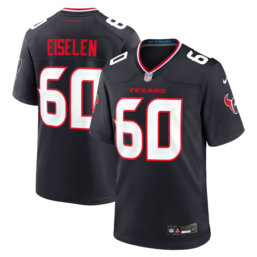 Men's Houston Texans Dieter Eiselen Nike Navy Team Game Jersey - U-jersey