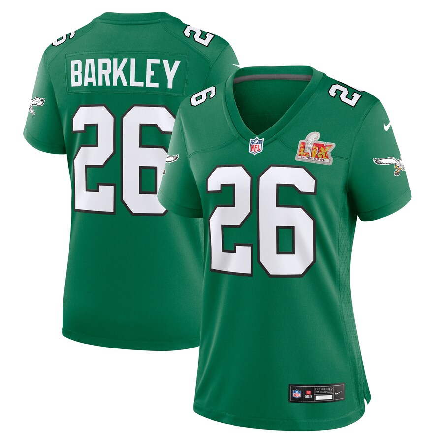 Women's Philadelphia Eagles Saquon Barkley Nike Kelly Green Super Bowl LIX 2nd Alternate Game Jersey - U-jersey