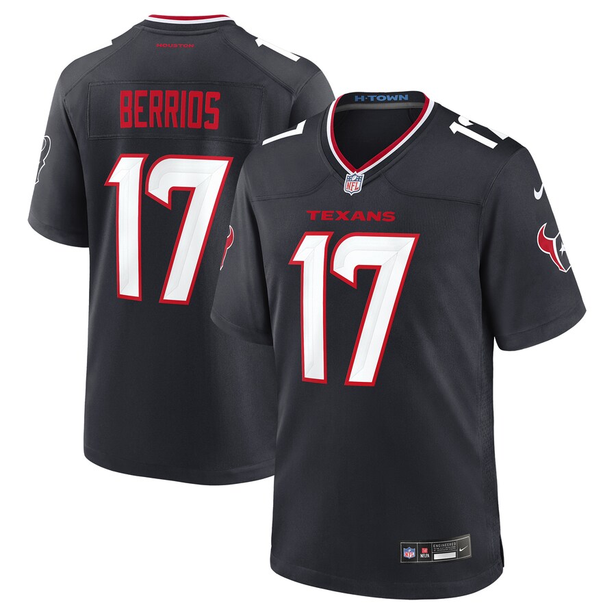 Men's Houston Texans Braxton Berrios Nike Navy Team Game Jersey - U-jersey