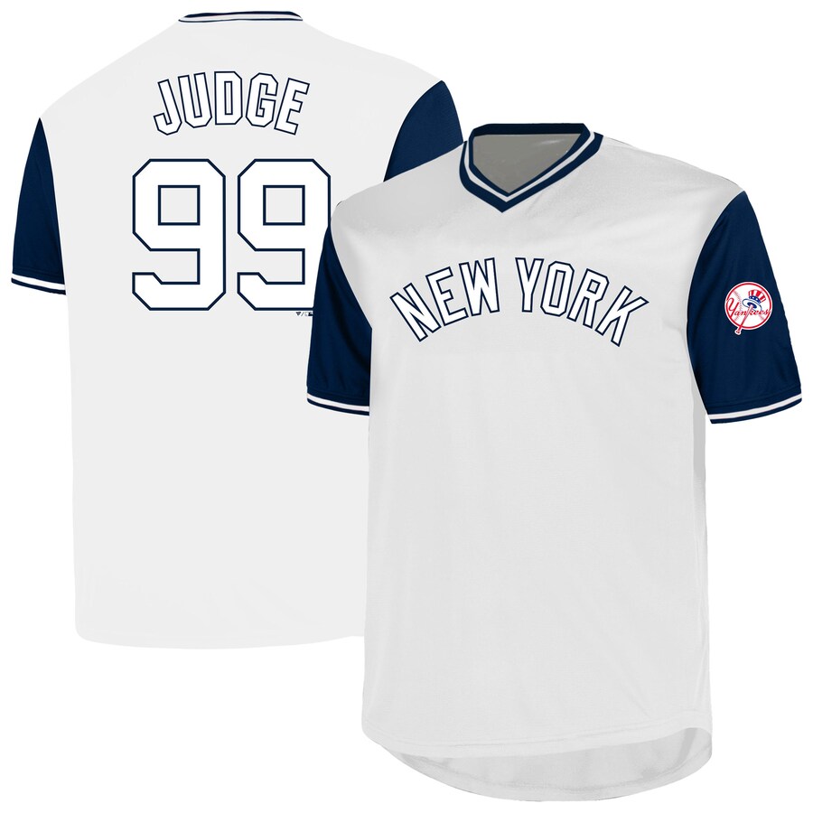 Men's New York Yankees Aaron Judge Profile White Big & Tall Name & Number Birdeye V-Neck T-Shirt - U-jersey