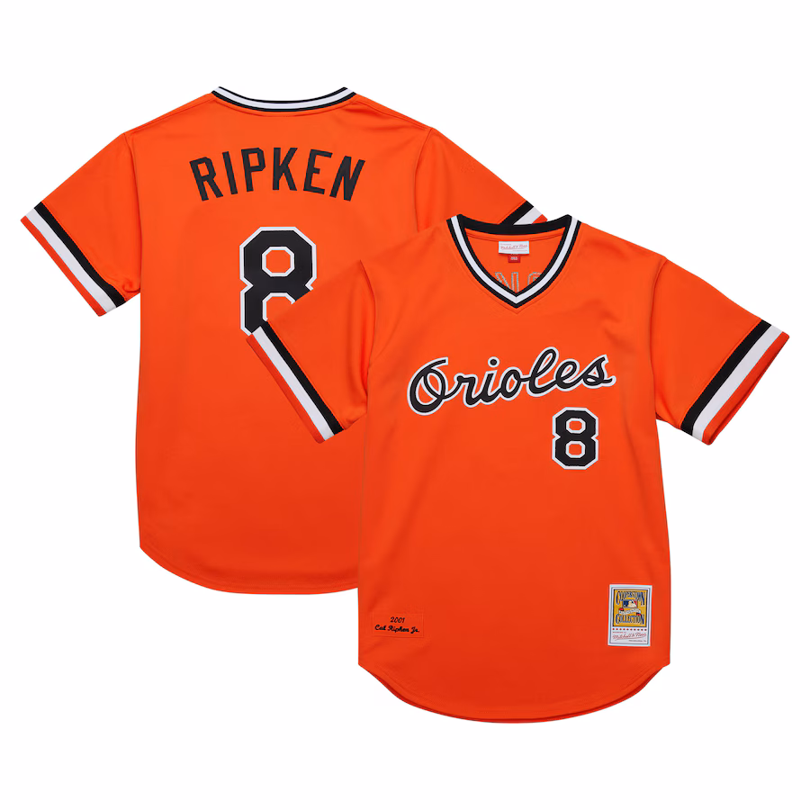 Men's Baltimore Orioles Cal Ripken Jr. Mitchell & Ness Orange 2001 Cooperstown Collection Authentic Throwback Jersey - U-jersey