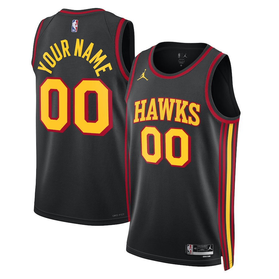 Unisex Atlanta Hawks Jordan Brand Black 2022/23 Swingman Custom Jersey - Statement Edition - U-jersey