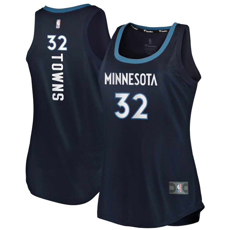 Women's Minnesota Timberwolves Karl-Anthony Towns Fanatics Navy Fast Break Tank Jersey - Icon Edition - U-jersey