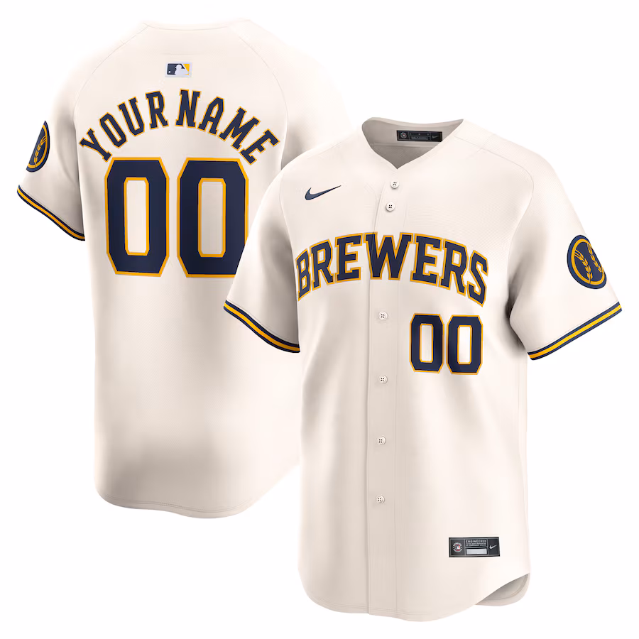 Youth Milwaukee Brewers Nike Cream Home Limited Custom Jersey - U-jersey