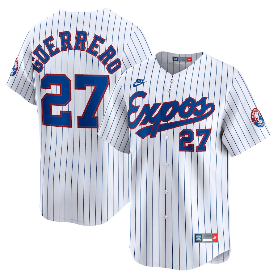 Men's Montreal Expos Vladimir Guerrero Nike White Throwback Cooperstown Collection Limited Jersey - U-jersey