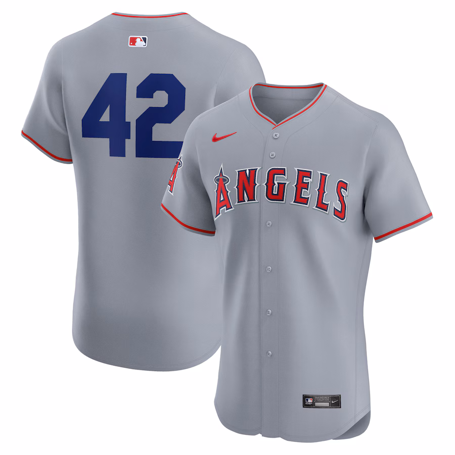 Men's Los Angeles Angels Nike Gray Road 2024 Jackie Robinson Day Elite Jersey - U-jersey