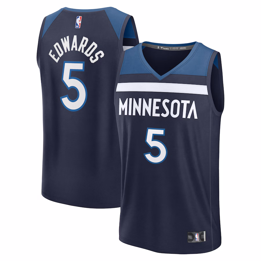 Youth Minnesota Timberwolves Anthony Edwards Fanatics Navy Fast Break Replica Player Jersey - Icon Edition - U-jersey