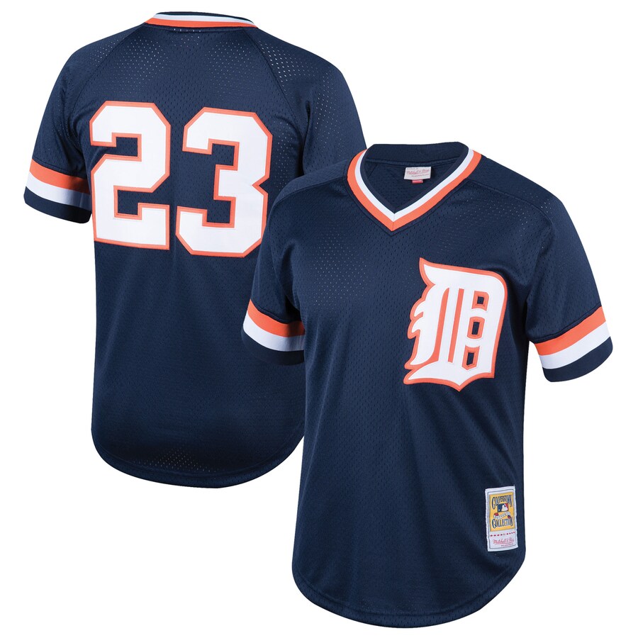 Youth Detroit Tigers Kirk Gibson Mitchell & Ness Navy Cooperstown Collection Mesh Batting Practice Jersey - U-jersey