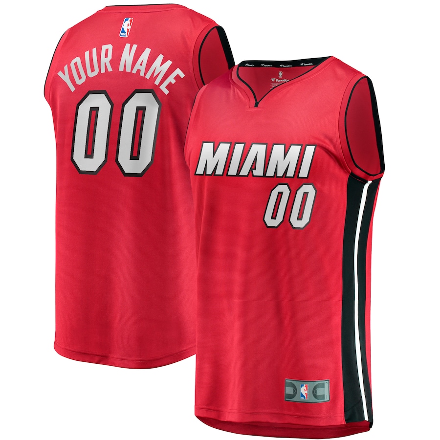 Men's Miami Heat Fanatics Red Fast Break Custom Jersey - Statement Edition - U-jersey