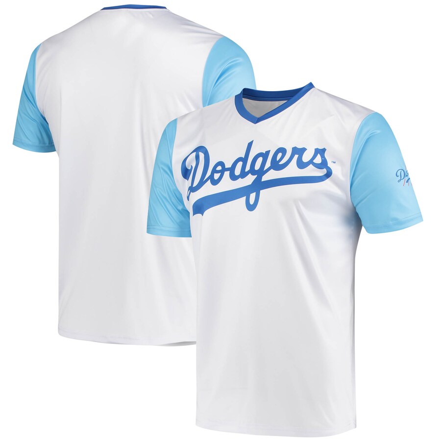 Men's Los Angeles Dodgers Stitches White Cooperstown Collection Wordmark V-Neck Jersey - U-jersey