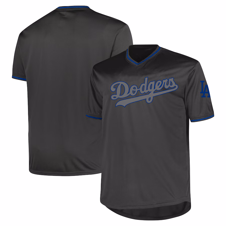 Men's Los Angeles Dodgers Profile Charcoal Big & Tall Pop Fashion Jersey - U-jersey