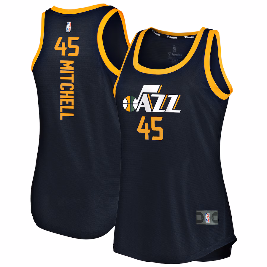 Women's Utah Jazz Donovan Mitchell Fanatics Navy Fast Break Team Tank Jersey - Icon Edition - U-jersey