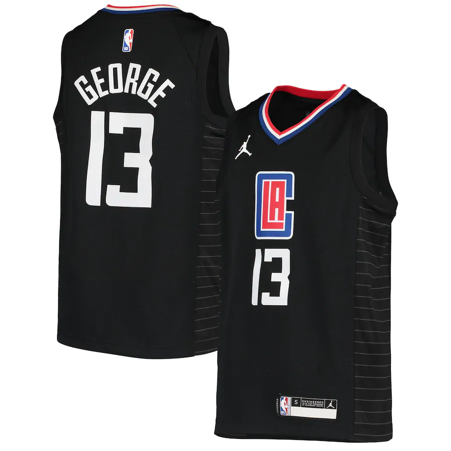 Youth LA Clippers Paul George Jordan Brand Black 2020/21 Swingman Player Jersey - Statement Edition - U-jersey