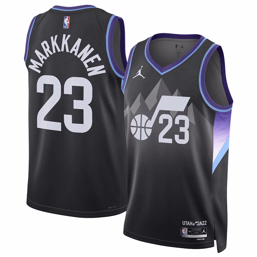 Unisex Utah Jazz Lauri Markkanen Jordan Brand Black 2024/25 Swingman Jersey - Statement Edition - U-jersey