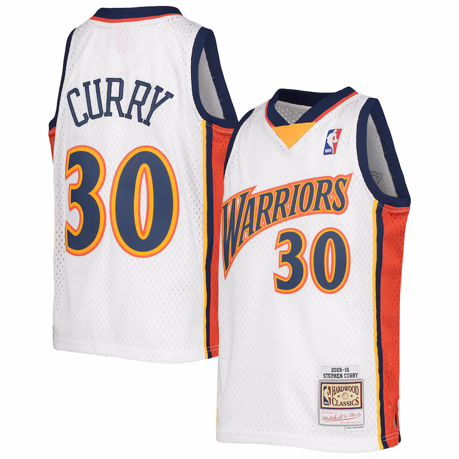 Youth Golden State Warriors Stephen Curry Mitchell & Ness White 2009-10 Hardwood Classics Swingman Jersey - U-jersey