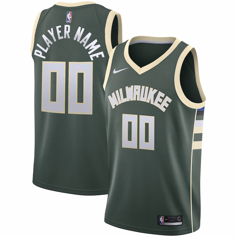 Men's Milwaukee Bucks Nike Green Swingman Custom Jersey - Icon Edition - U-jersey