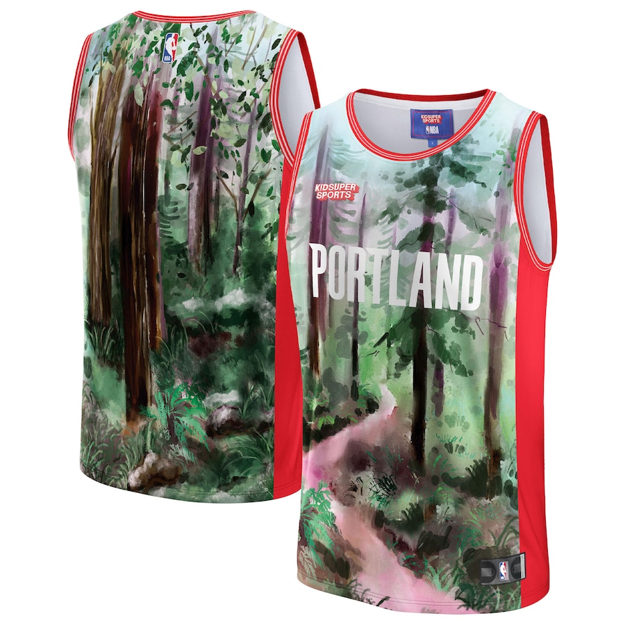 Unisex Portland Trail Blazers NBA & KidSuper Studios by Fanatics Green Hometown Jersey - U-jersey