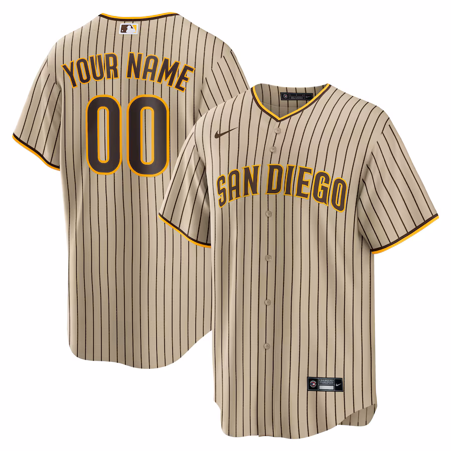 Men's San Diego Padres Nike Brown Road Custom Replica Jersey - U-jersey