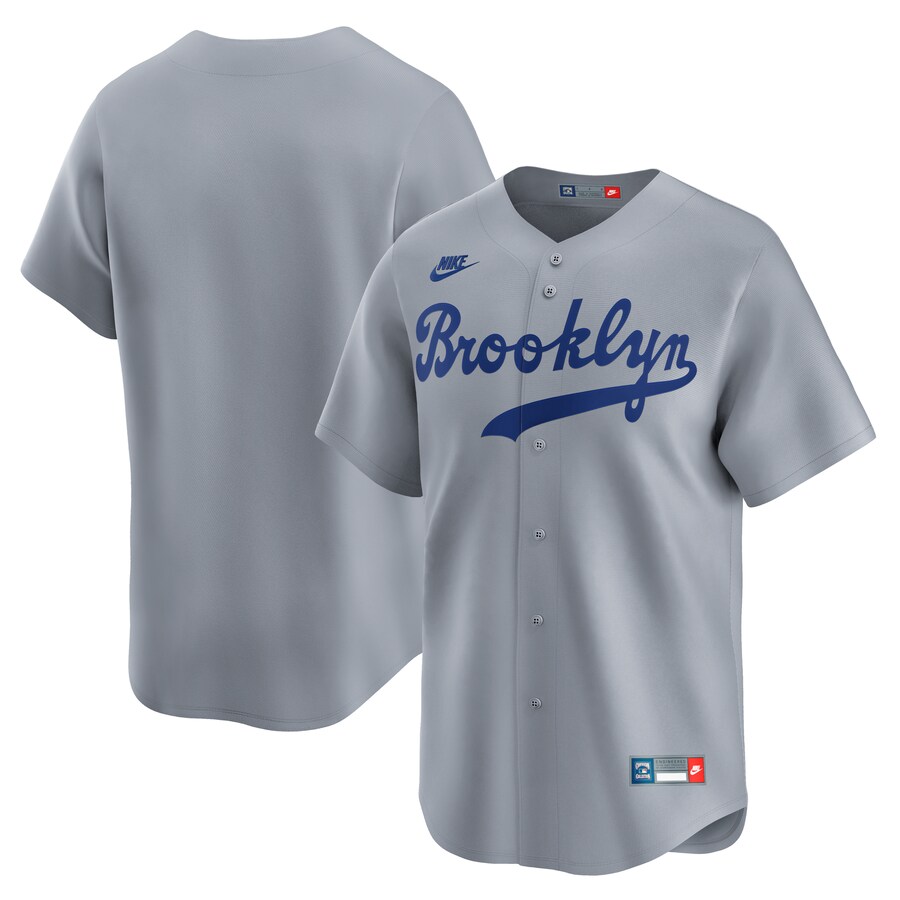 Men's Brooklyn Dodgers Nike Gray Throwback Cooperstown Collection Limited Jersey - U-jersey